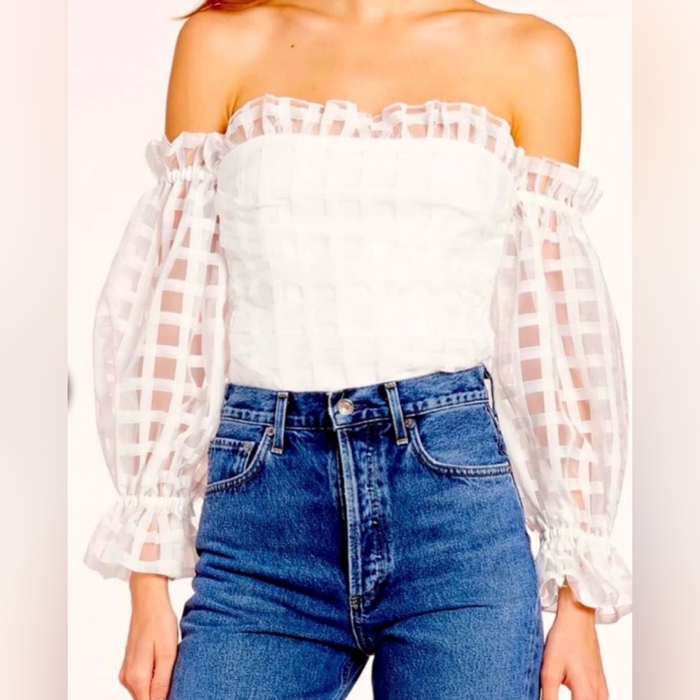 Amanda Uprichard Lynda White Ruffled Bodysuit